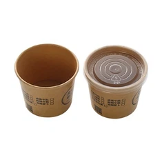 12oz Kraft Soepbeker met PS-deksels